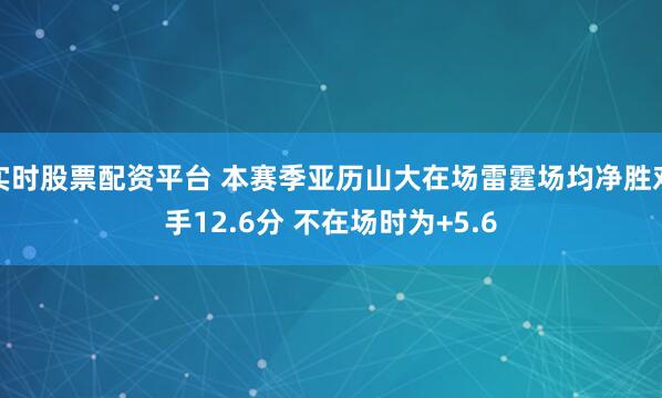 实时股票配资平台 本赛季亚历山大在场雷霆场均净胜对手12.6分 不在场时为+5.6